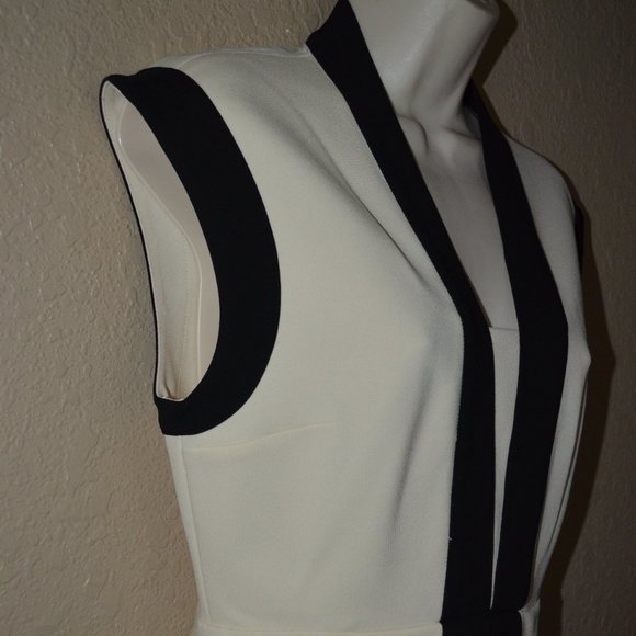 Sz S GUCCI Ivory Viscose Black Contrast Trim Shift Dress - Picture 4 of 8